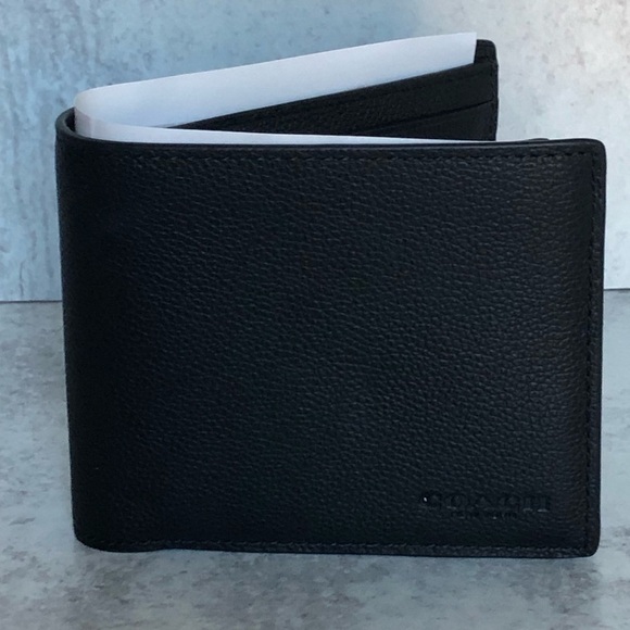 Coach Mens 3 In 1 Sport Calf Leather Wallet Black - Picture 10 of 10
